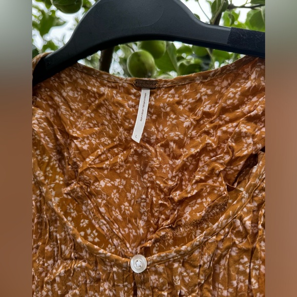 FREE PEOPLE One Fine Day Mini Dress, Milk Chocolate Combo Floral - Sz L - Picture 7 of 16